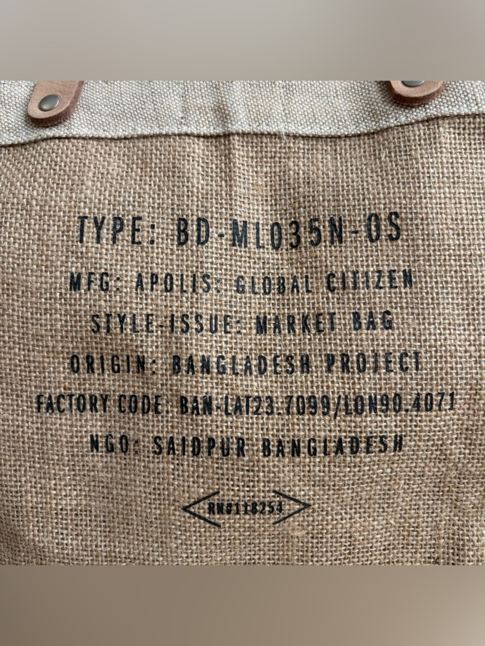 Apolis x The Little Nell Aspen Petite Market Bag Natural Beige w/Leather Handles - Picture 4 of 11